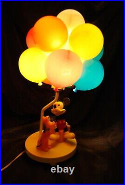 Vintage Walt Disney Cartoon Mickey Mouse Goofy Balloon Lamp Night Light Works