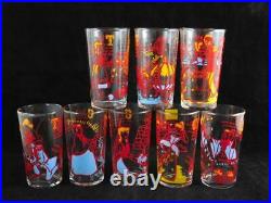 Vintage Walt Disney Cinderella Drinking Glasses Complete Set of 8 VERY GOOD COND