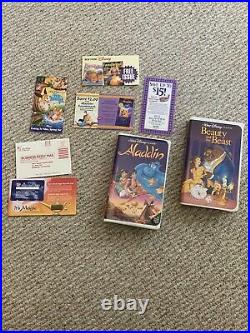 Vintage Walt Disney Classic Aladdin/Beauty and The Beast Black Diamond VHS Tapes
