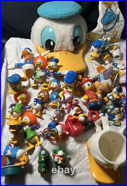 Vintage Walt Disney Donald Duck Assorted Lot of 40+ Figures, Toy, Hats, Cup, Etc