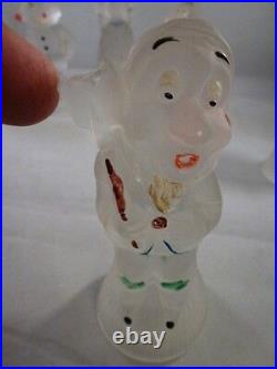Vintage Walt Disney FROSTED crystal Snow White Figurine AND 7 DWARF American Cut