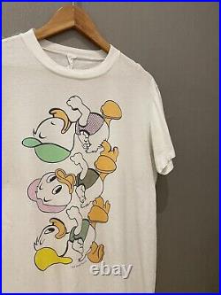 Vintage Walt Disney Mickey Donald DuckTales Cartoon Promo T-Shirt RARE L 80s 90s