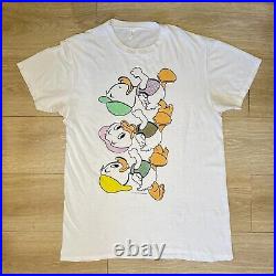 Vintage Walt Disney Mickey Donald DuckTales Cartoon Promo T-Shirt RARE L 80s 90s