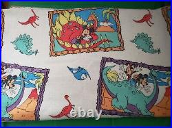 Vintage Walt Disney Mickey Minnie Mouse Dinosaurs Wool Blanket Twin Cave Man