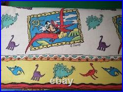 Vintage Walt Disney Mickey Minnie Mouse Dinosaurs Wool Blanket Twin Cave Man