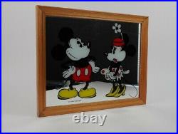 Vintage Walt Disney Mickey & Minnie Mouse Mirror Wall Picture Made in England