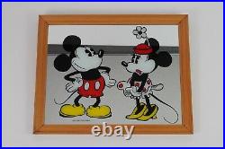 Vintage Walt Disney Mickey & Minnie Mouse Mirror Wall Picture Made in England