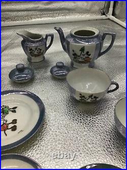 Vintage Walt Disney Mickey Minnie Mouse Porcelain Child's Tea Set Lusterware
