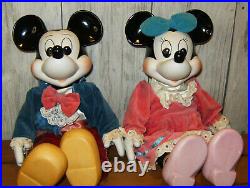 Vintage Walt Disney Mickey & Minnie Mouse Porcelain Wind up Musical Dolls