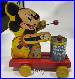 Vintage Walt Disney Mickey Mouse Drummer 476 Fisher Price Toy RARE