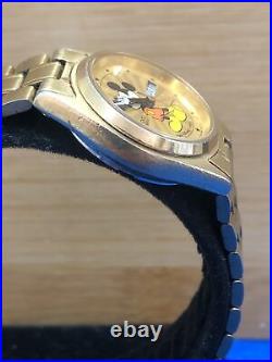 Vintage Walt Disney Mickey Mouse Seiko Quartz Watch Day & Date Gold Tone