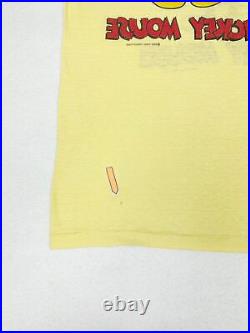 Vintage Walt Disney Mickey Mouse T-Shirt Yellow Double Sided Single Stitch