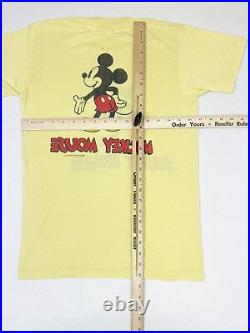 Vintage Walt Disney Mickey Mouse T-Shirt Yellow Double Sided Single Stitch