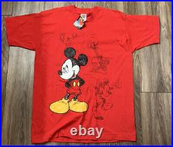 Vintage Walt Disney Mickey Mouse red T-shirt size XL NWT single stitch
