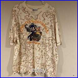 Vintage Walt Disney Pirates of the Caribbean Mickey Shirt All Over Print Size L
