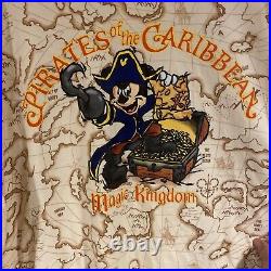 Vintage Walt Disney Pirates of the Caribbean Mickey Shirt All Over Print Size L