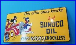 Vintage Walt Disney Porcelain Mickey Mouse Sunoco Gasoline Motor Oil Pump Sign
