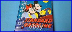 Vintage Walt Disney Porcelain Standard Gas Ad Sales Sign On Service Thermometer