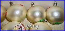 Vintage Walt Disney Production Italy Snow White & Dwarfs Glass Ball Ornaments W6