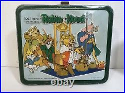 Vintage Walt Disney Robin Hood Lunchbox And Thermos 1974 Aladdin Industries