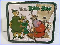 Vintage Walt Disney Robin Hood Lunchbox And Thermos 1974 Aladdin Industries