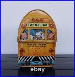 Vintage Walt Disney School Bus Metal Lunch Box with Thermos