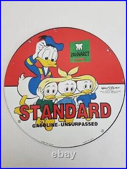 Vintage Walt Disney Standard Gasoline Porcelain Sign 10 Collectible Decor