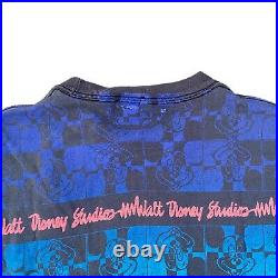 Vintage Walt Disney Studios Mickey Mouse Shirt All Over Print XL Single Stitch