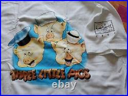 Vintage Walt Disney Three Little Pigs Movie White TShirt RARE SZ XL