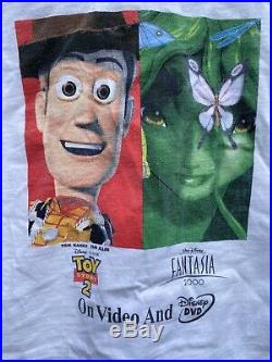 Vintage Walt Disney Toy Story 2 Fantasia DVD Promo T Shirt Mens Size Large