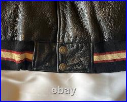 Vintage Walt Disney World 2001 Black/Beige 100% Leather Bomber Jacket L