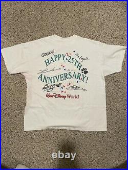 Vintage Walt Disney World 25th Anniversary Genie Goofy Mickey 90s XXL T-Shirt