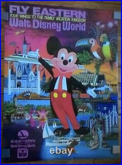 Vintage Walt Disney World Eastern Airlines Poster Original 30 x 40 Rolled 1970