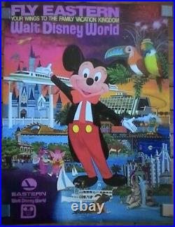 Vintage Walt Disney World Eastern Airlines Poster Original 30 x 40 Rolled 1970