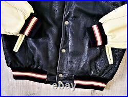 Vintage Walt Disney World Leather Bomber Jacket Vtg 2000 Y2K Varsity Coat Mens L