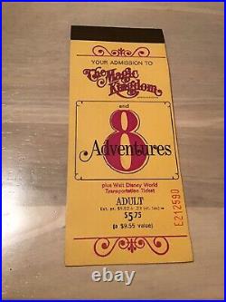 Vintage Walt Disney World Magic Kingdom Ticket Coupon Book A-E 8 Adventures Rare