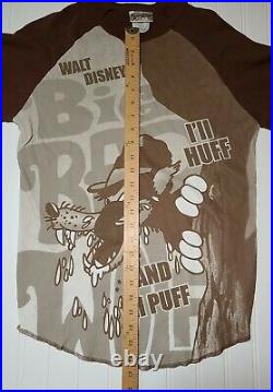 Vintage Walt Disney World Mens S Big Bad Wolf Huff And Puff Graphic Shirt