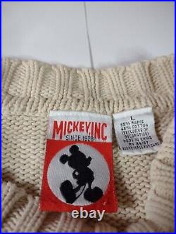 Vintage Walt Disney World Mickey Mouse Inc American Flag Knit Sweater Large Rare