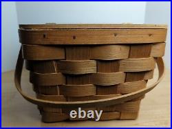 Vintage Walt Disney World Mickey and Goofy Baseb Picnic Basket Wood Wicker RARE