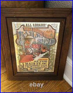 Vintage Walt Disney World Railroad Framed Frontierland Mirror Picture (1975)RARE