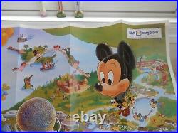 Vintage Walt Disney World Resort Poster Map Characters 39 x 27