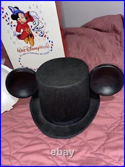 Vintage Walt Disney World Retired Bride And Groom Ears Top Hat With Box Mickey