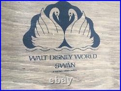 Vintage Walt Disney World Swan & Dolphin Resort Picnic Basket Wood Wicker RARE