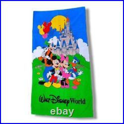Vintage Walt Disney World Towel Magic Kingdom Mickey Minnie Goofy Donald NEW