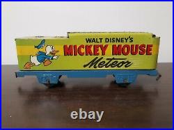 Vintage Walt Disney's Mickey Mouse Meteor Train Tin Wind Up 1950's Marx Toys