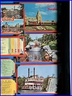 Vintage disneyland ticket book tickets walt disney postcards framed Shadow box