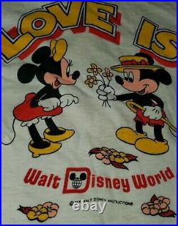 Vtg 1974 MICKEY & MINNIE MOUSE Love tee t-shirt (YXL) 70's Walt Disney World