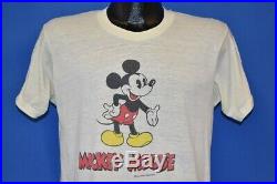 Vtg 80s MICKEY MOUSE WALT DISNEY CARTOON CHARACTER 2 SIDED YELLOW SOFT t-shirt M