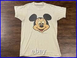 Vtg Mickey Mouse Big Face Walt Disney T-Shirt Size Small 60s/70s Paper Thin
