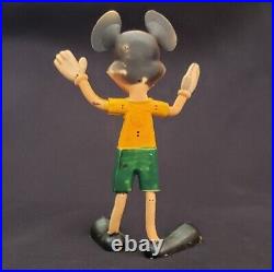 Vtg Walt Disney Productions Movable Mickey Mouse Figure Yellow V Neck Tee Shirt